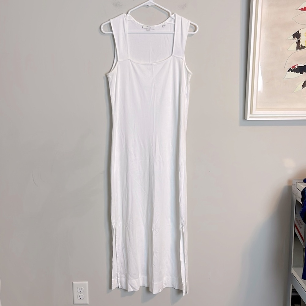 Vince 100% Pima cotton square neckline white dress sleeveless size small
